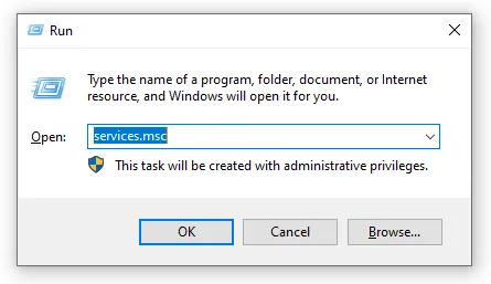 Mở Hộp Thoại Run Services.Msc