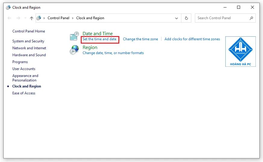 Chọn Set The Time And Date Để Điều Chỉnh Đồng Hồ