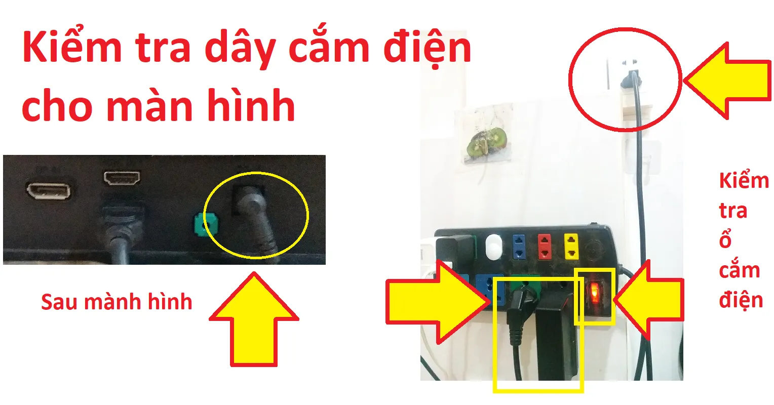 Kiểm tra Dây Cáp Nguồn Của Màn Hình Máy Tính Samsung Đã Kết Nối Chắc Chắn Chưa