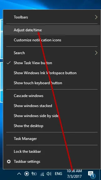Điều chỉnh ngày giờ trong cài đặt Windows để khắc phục lỗi đồng hồ chạy chậm