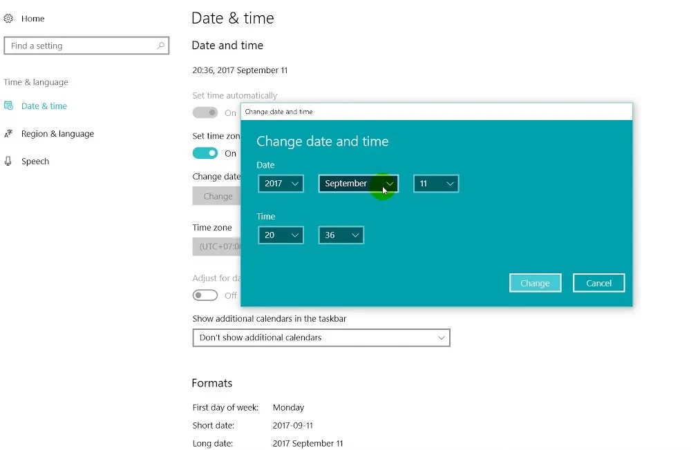 Thay đổi thời gian thủ công khi đồng hồ máy tính chạy sai