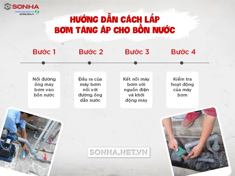 Các Bước Lắp Máy Bơm Tăng Áp Cho Téc Nước