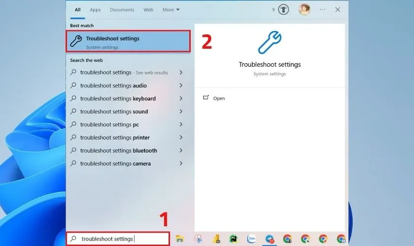 Chạy trình gỡ rối âm thanh trong Troubleshoot Settings