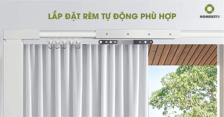 Lắp đặt rèm cửa tự động: Phù hợp khung cửa sổ và thiết kế nội thất