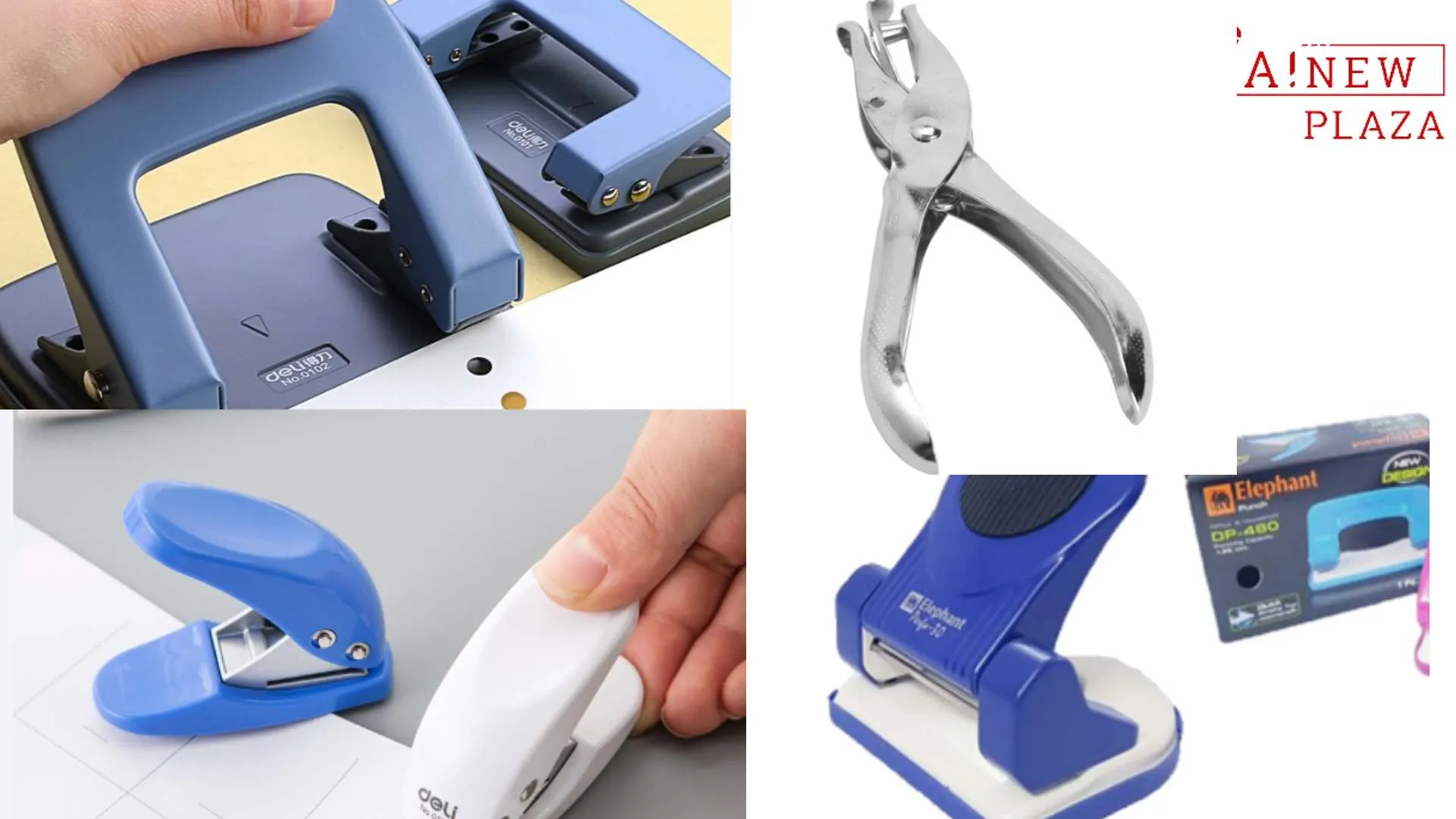 Hình ảnh một chiếc máy bấm lỗ giấy màu xanh