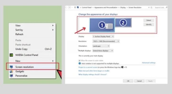 Người dùng dễ dàng điều chỉnh vị trí màn hình chính phụ theo ý muốn