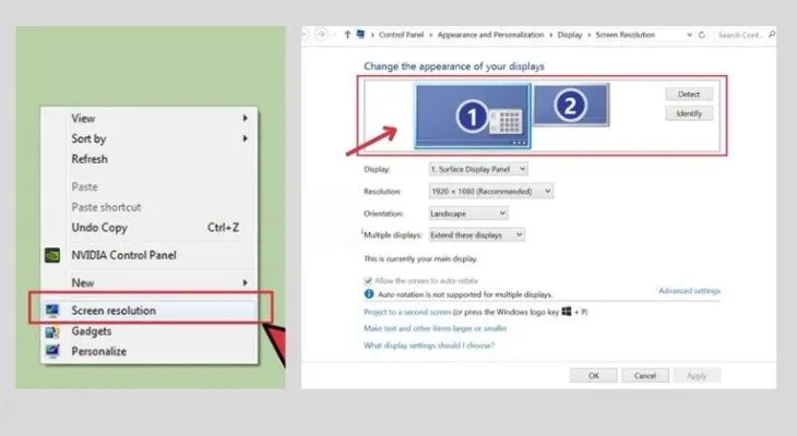 Người dùng dễ dàng điều chỉnh vị trí màn hình chính phụ theo ý muốn