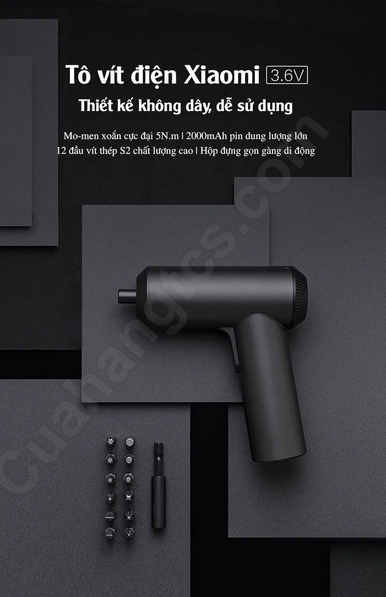 Máy bắn vít Xiaomi Mijia MJDDLSD001WQ và bộ đầu vít trong hộp đựng