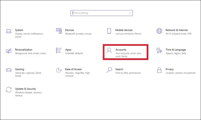 Cài đặt tùy chọn đăng nhập trong Windows để cập nhật câu hỏi bảo mật