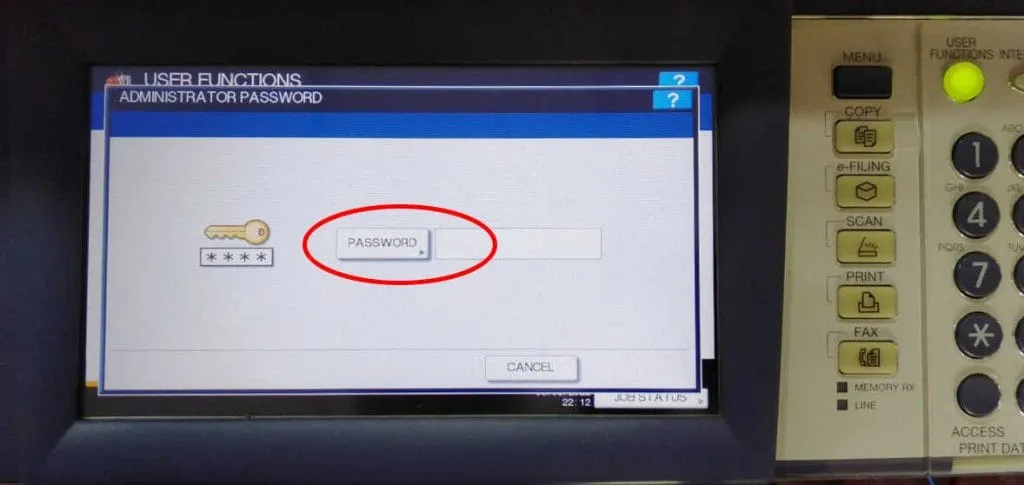 Truy cập ADMIN để cấu hình IP cho máy photocopy Toshiba 723