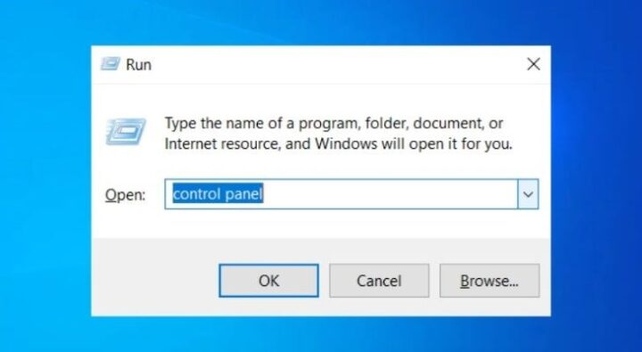Sau khi đã nhập Control Panel và ô tìm kiếm, người dùng nhấn OK để mở cửa sổ