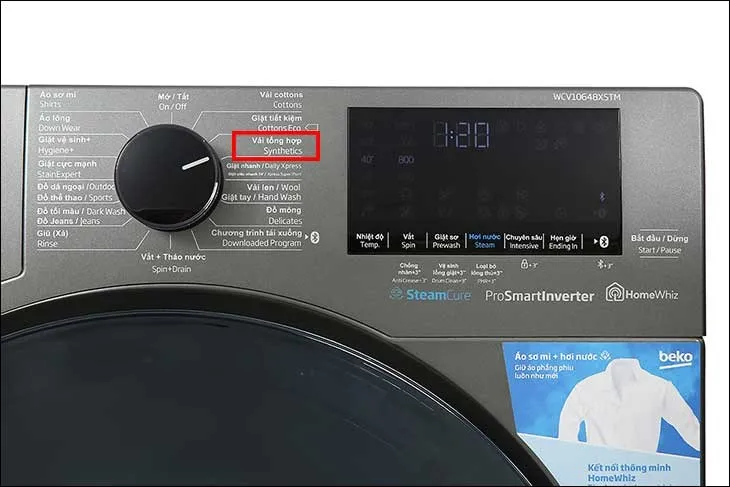 Máy giặt Beko 8kg với chức năng giặt Synthetics chuyên dụng cho vải tổng hợp và đồ thể thao