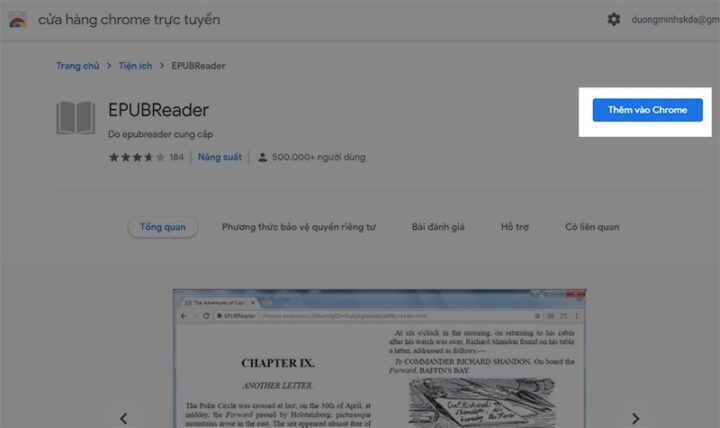 Cài đặt tiện ích EPUBReader trên Chrome