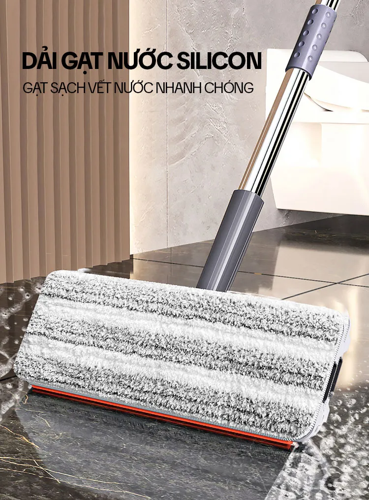 Thùng chứa của cây lau nhà tự vắt thông minh với hai ngăn giặt và vắt riêng biệt, tối ưu hiệu quả làm sạch