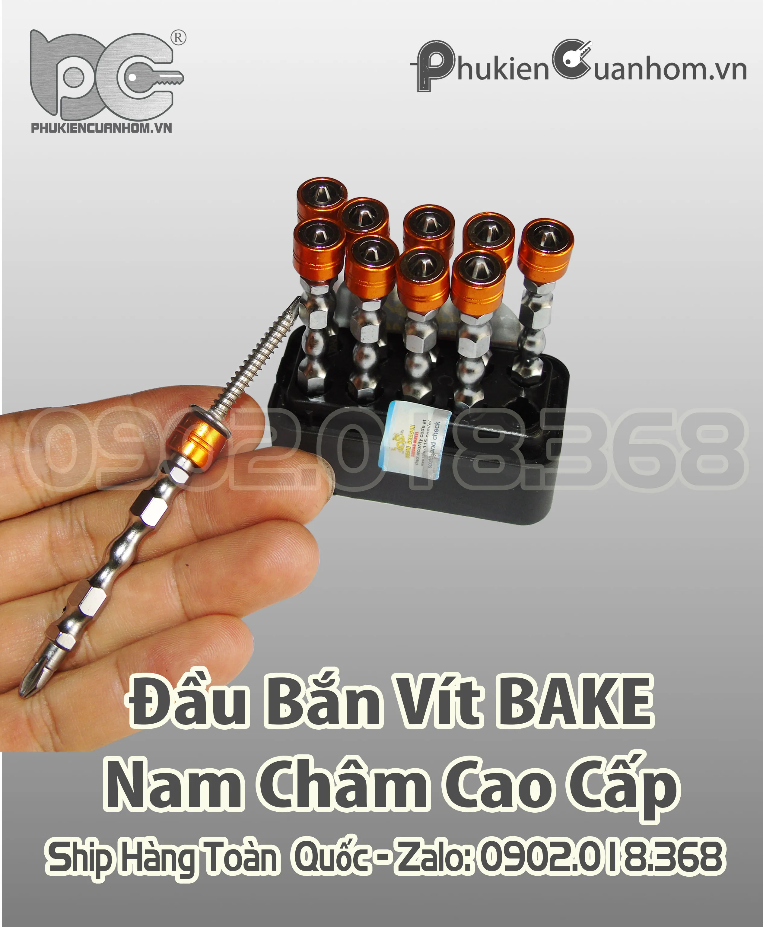 Cận cảnh đầu bắn vít nam châm với rãnh bake và lớp phủ chống gỉ