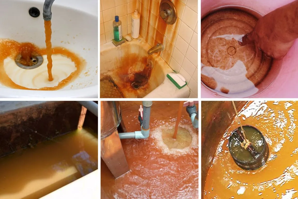 Mẫu nước giếng khoan bị nhiễm phèn và kim loại nặng cần xử lý