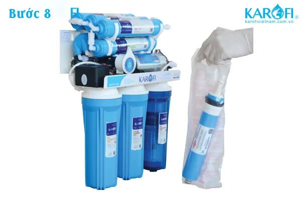 Hướng dẫn cách bóc túi màng RO một cách cẩn thận khi lắp đặt máy lọc nước Karofi 8 lõi