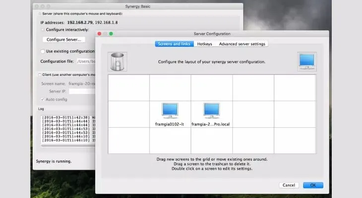 Synergy có thể chạy trên các hệ điều hành như: Windows, macOS và Linux 