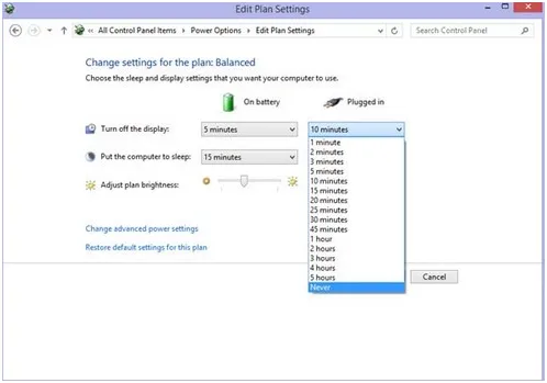Cài đặt thời gian tự động vào chế độ nghỉ trong Power &amp; Sleep settings trên máy tính