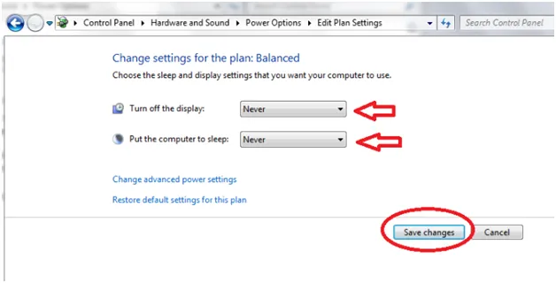 Giao diện Windows Settings để cài đặt chế độ nghỉ cho máy tính