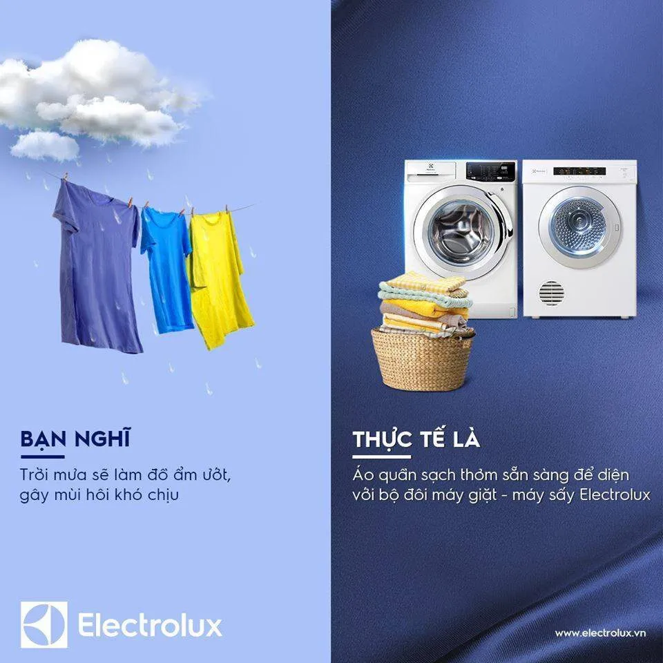 Máy giặt sấy Electrolux xóa tan nỗi lo quần áo bốc mùi ngày mưa