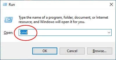 Mở cửa sổ CMD để kiểm tra kết nối mạng máy photocopy Toshiba 723