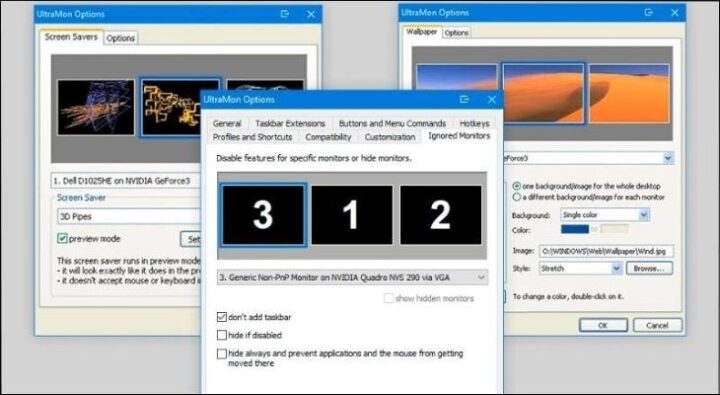UltraMon hỗ trợ người dùng trình chiếu màn hình trên một hoặc nhiều màn hình phụ