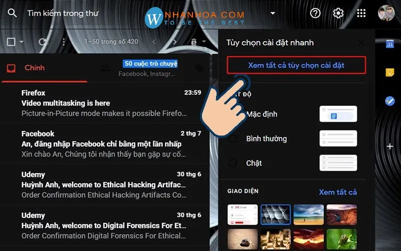 Chọn xem tất cả tùy chọn cài đặt để quản lý email rác trong Gmail