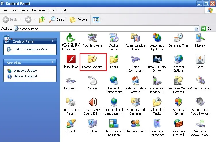 Cấu Hình Tùu Chọn Thư Mục Để Mở File Một Click Trên Windows XP