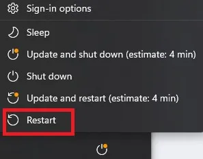 Menu khởi động lại máy tính khi bàn phím bị khóa để khắc phục lỗi