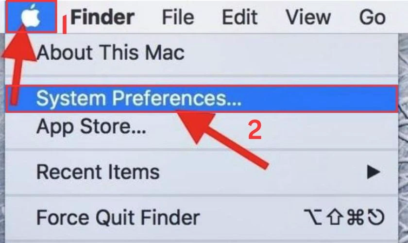 Cách sửa máy tính khi màn hình bị ngược trên MacBook, chọn System Preferences.