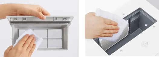 Làm sạch bụi vải trên bộ lọc sấy máy giặt Panasonic