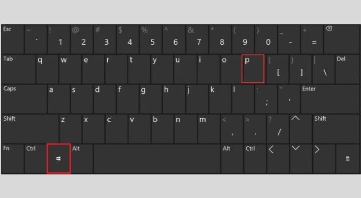Người dùng nhấn Windows + P để xuất hiện Máy chiếu (Menu Project) trên màn hình