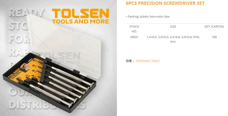 Chi tiết đầu tuốc nơ vít sửa đồng hồ Tolsen 20031 và tay cầm chống trượt