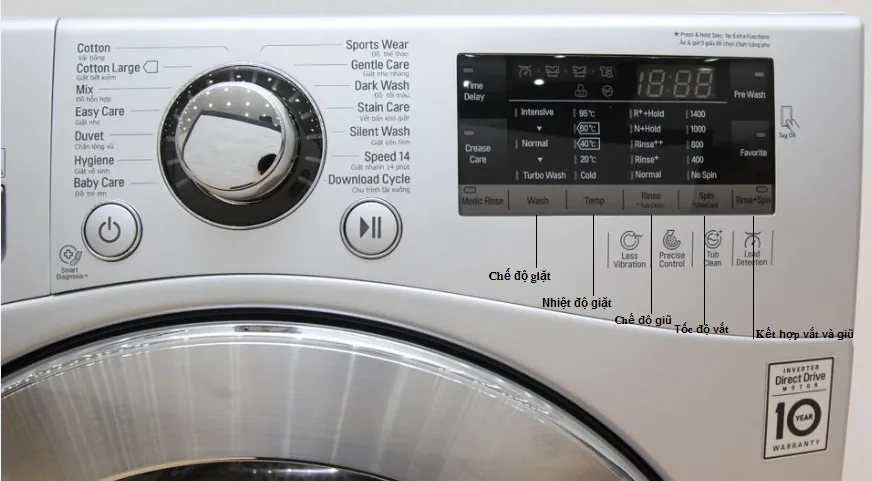 Lựa chọn các chức năng bổ sung nâng cao hiệu suất giặt trên máy giặt LG 8kg