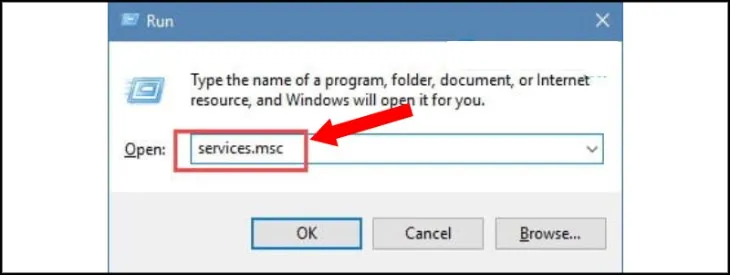 Bạn cần gõ lệnh services.msc trong hộp thoại Run