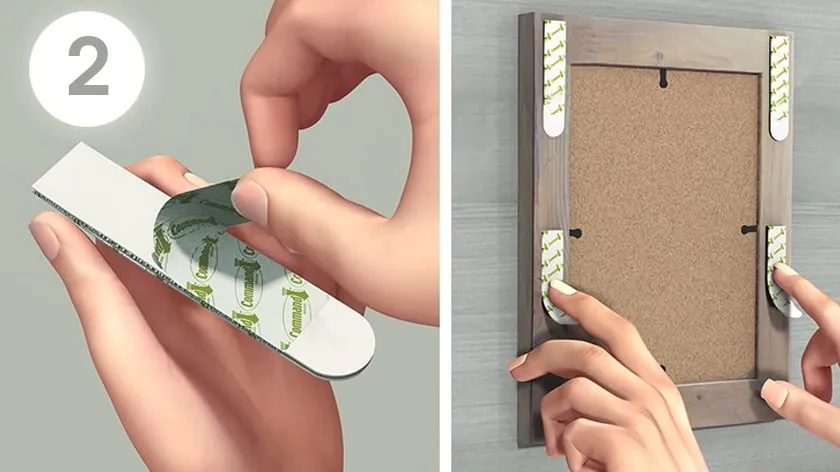 Hướng dẫn bóc và dán miếng dán Command 3M lên khung ảnh để treo mà không cần khoan tường