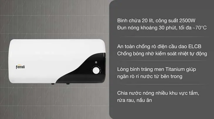 Các mẫu máy nước nóng Ferroli đa dạng mức giá, chất lượng tốt
