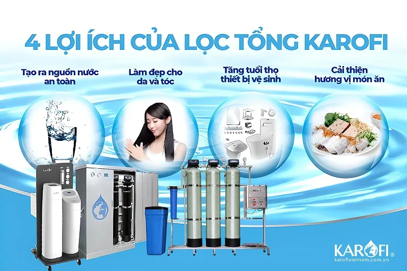 Mô hình hệ thống lọc nước tổng đầu nguồn Karofi KTF-333C cho gia đình