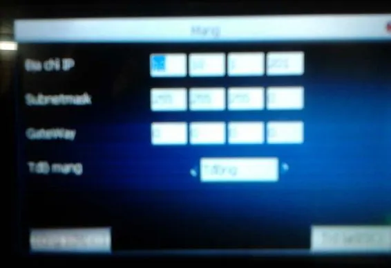 Thiết lập các thông số kết nối TCP/IP cho máy chấm công Ronald Jack X628C để đồng bộ dữ liệu.