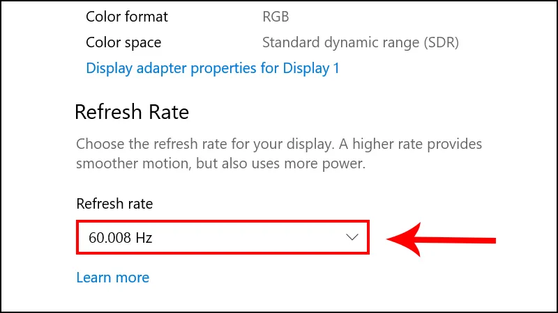 Tùy chọn thay đổi tần số quét màn hình