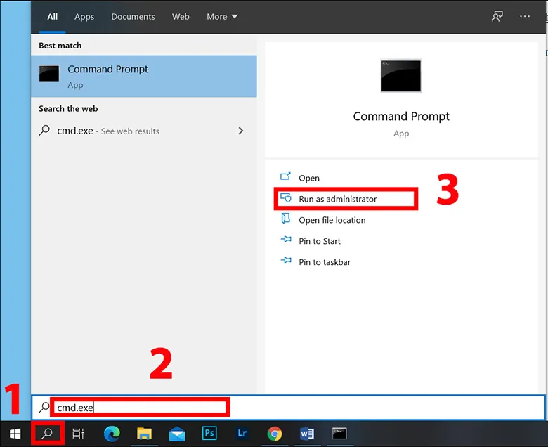 Cửa sổ Command Prompt đang chạy với quyền admin, một bước quan trọng trong cách sửa máy tính khi màn hình bị đen.