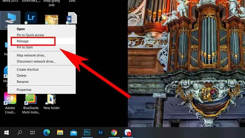 Menu chuột phải trên &quot;This PC&quot; với tùy chọn Manage, bước đầu tiên để vô hiệu hóa Windows Update.