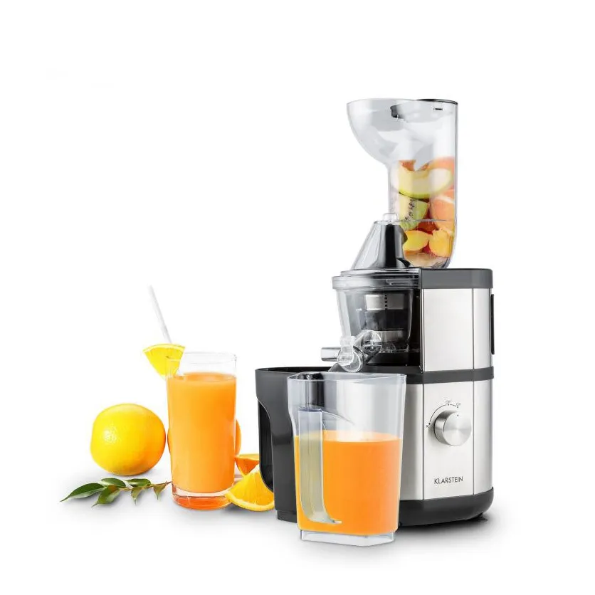 Máy ép chậm Klarstein Fruitberry 400W Silver với các bộ phận cấu thành, hướng dẫn cách sử dụng máy ép chậm klarstein hiệu quả