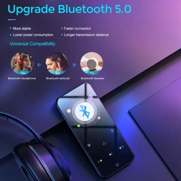 Tính năng Bluetooth 5.0 trên máy nghe nhạc MP4 Ruizu D19, kết nối ổn định
