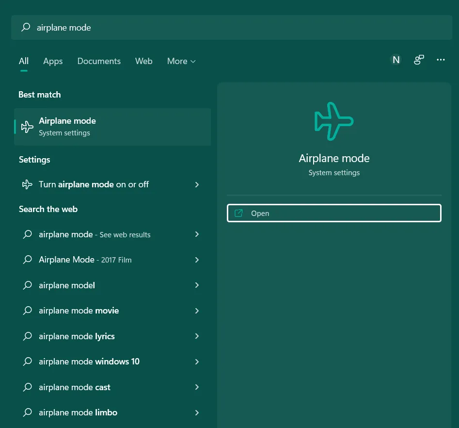 Mô tả các bước tắt chế độ máy bay Dell trong cài đặt Network & Internet