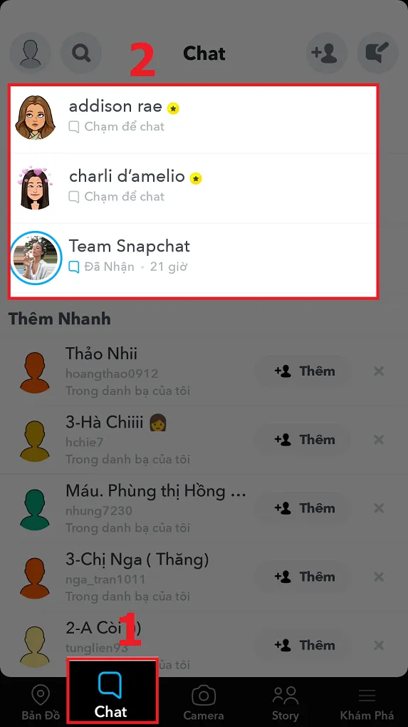 Màn hình chat của Snapchat trên máy tính