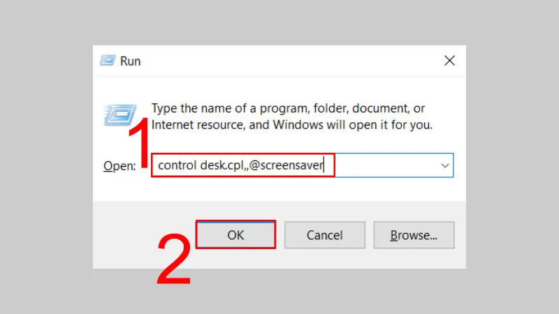 Nhập lệnh vào ô Run để mở cài đặt Screen Saver