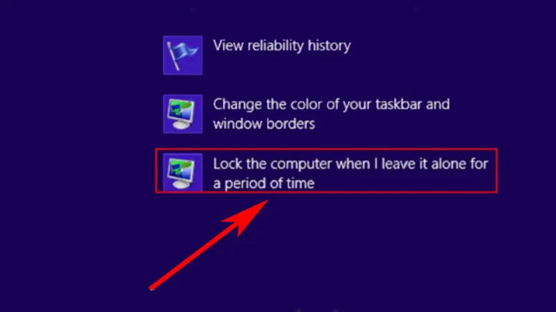 Chọn tùy chọn Lock the computer when I leave it alone for a period of time