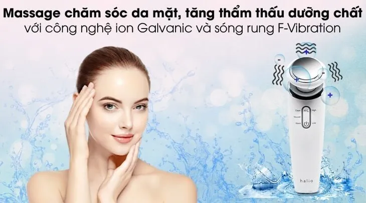 Máy massage mặt Halio Ion Cleansing &amp; Moisturizing tăng cường thẩm thấu dưỡng chất và độ đàn hồi cho da